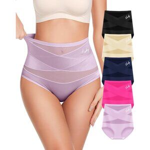 Women's High Waisted Panties 4 Pack Full Coverage Tummy Control Comfortable